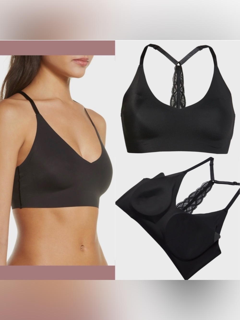 True & Co NEW Triangle Lace Racerback Bralette